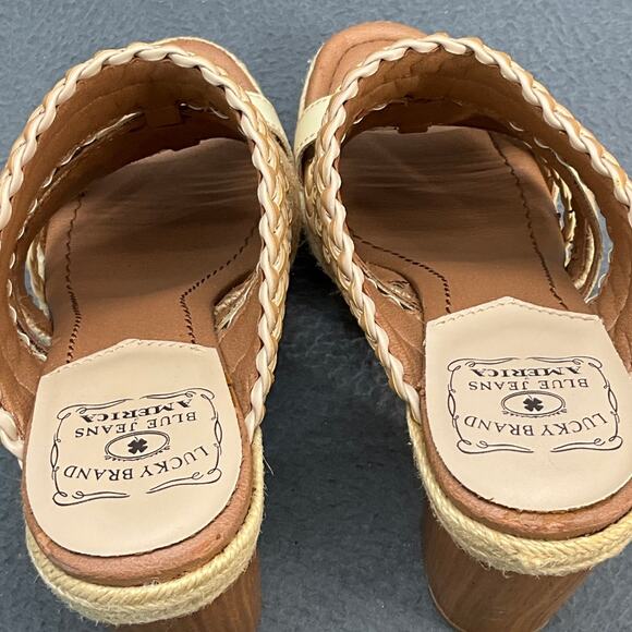 Lucky Brand Mika Peach Open Toe Strappy Mule  4" Platform Chunky Heel Women 9.5 - Picture 7 of 9